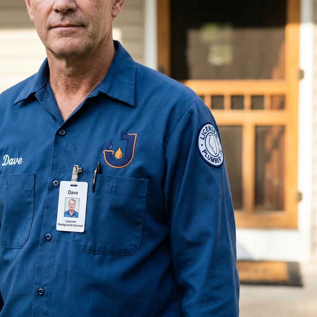 Licensed plumber showing ID badge in Norwood, NJ