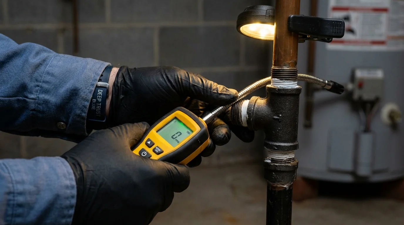 Gas leak detection with electronic sniffer by Johns Plumbing LLC in Norwood