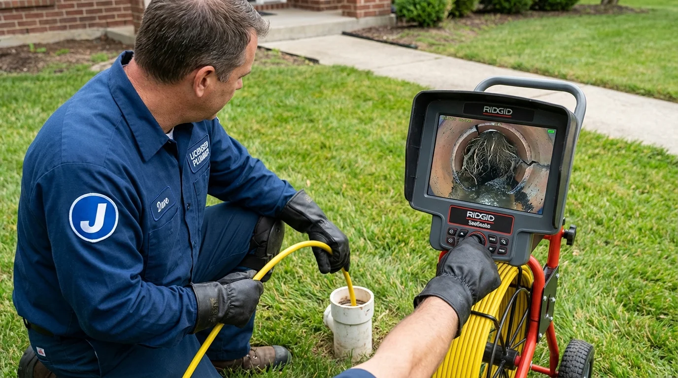 Sewer camera inspection being performed by Johns Plumbing LLC in Norwood