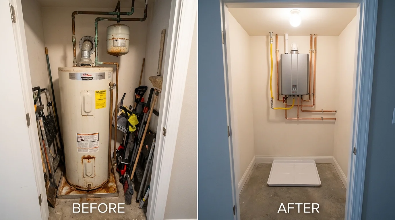 Tank water heater versus wall-mounted tankless unit comparison for Norwood, NJ homeowners